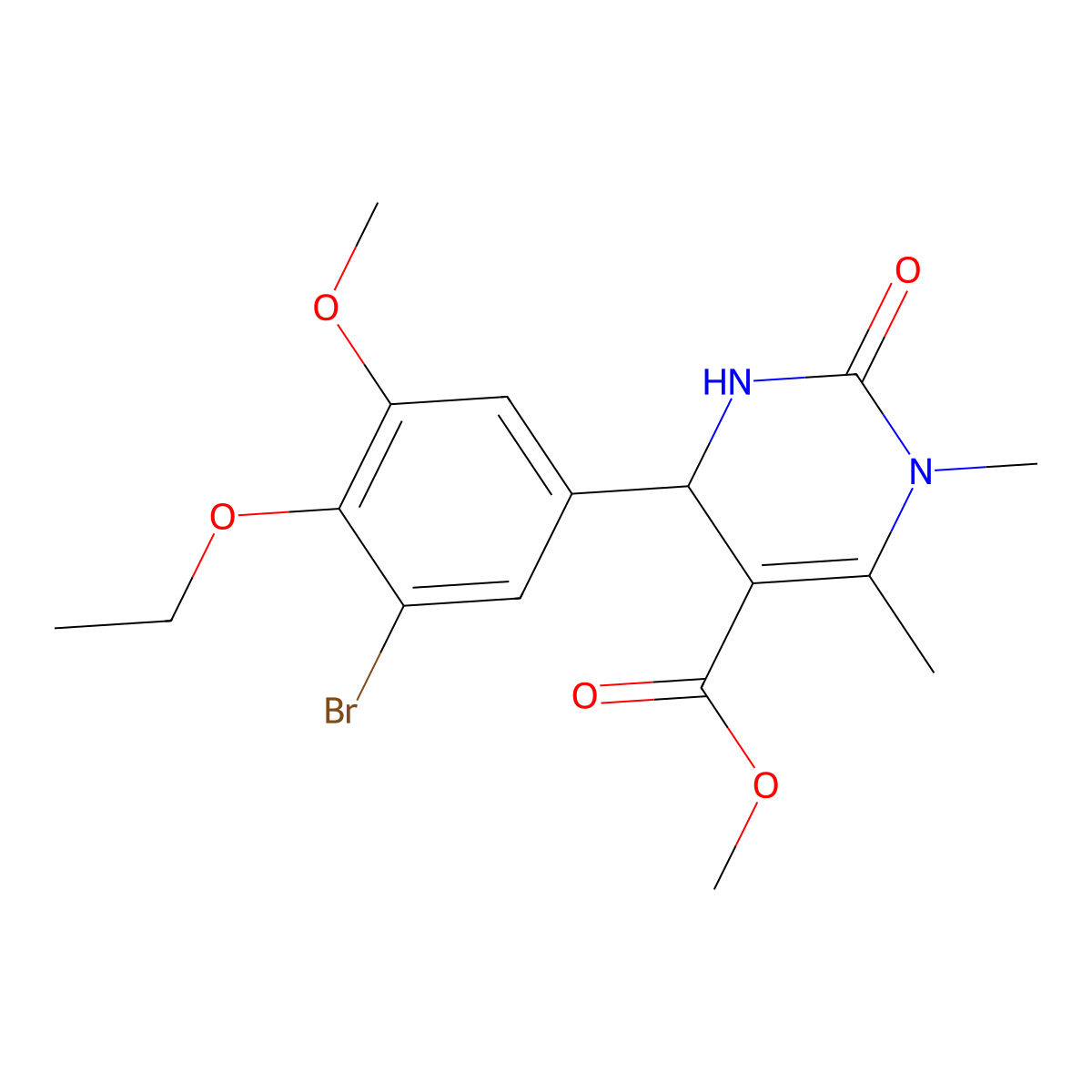 Methyl 6-(3-bromo-4-ethoxy-5-methoxyphenyl)-3,4-dimethyl-2-oxo-1,6-dihydropyrimidine-5-carboxylate molecular structure, CAS 486442-18-6
