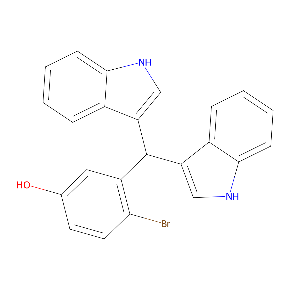 3-[bis(1H-indol-3-yl)methyl]-4-bromophenol molecular structure, CAS 486443-03-2
