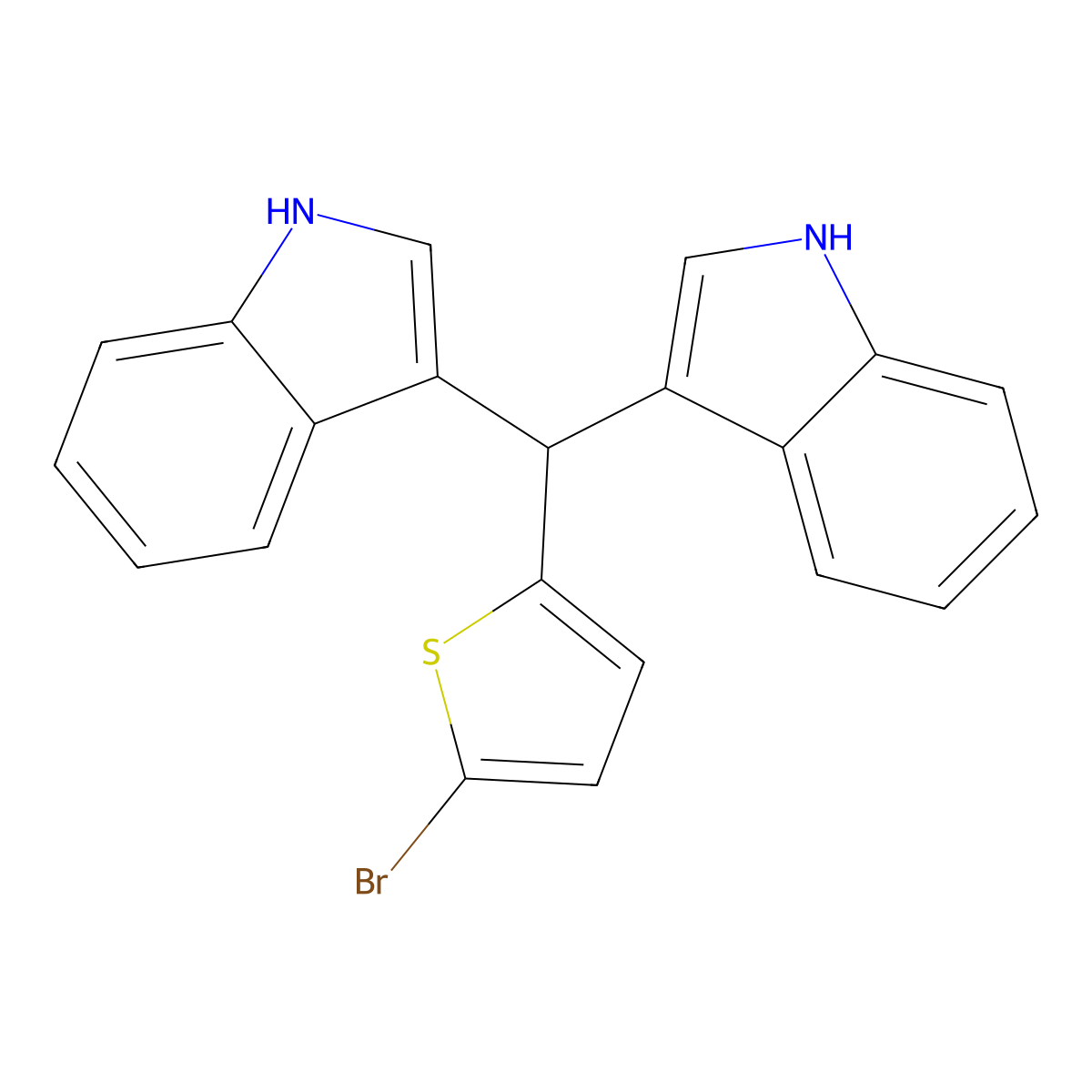 3-[(5-bromothiophen-2-yl)-(1H-indol-3-yl)methyl]-1H-indole molecular structure, CAS 486443-05-4