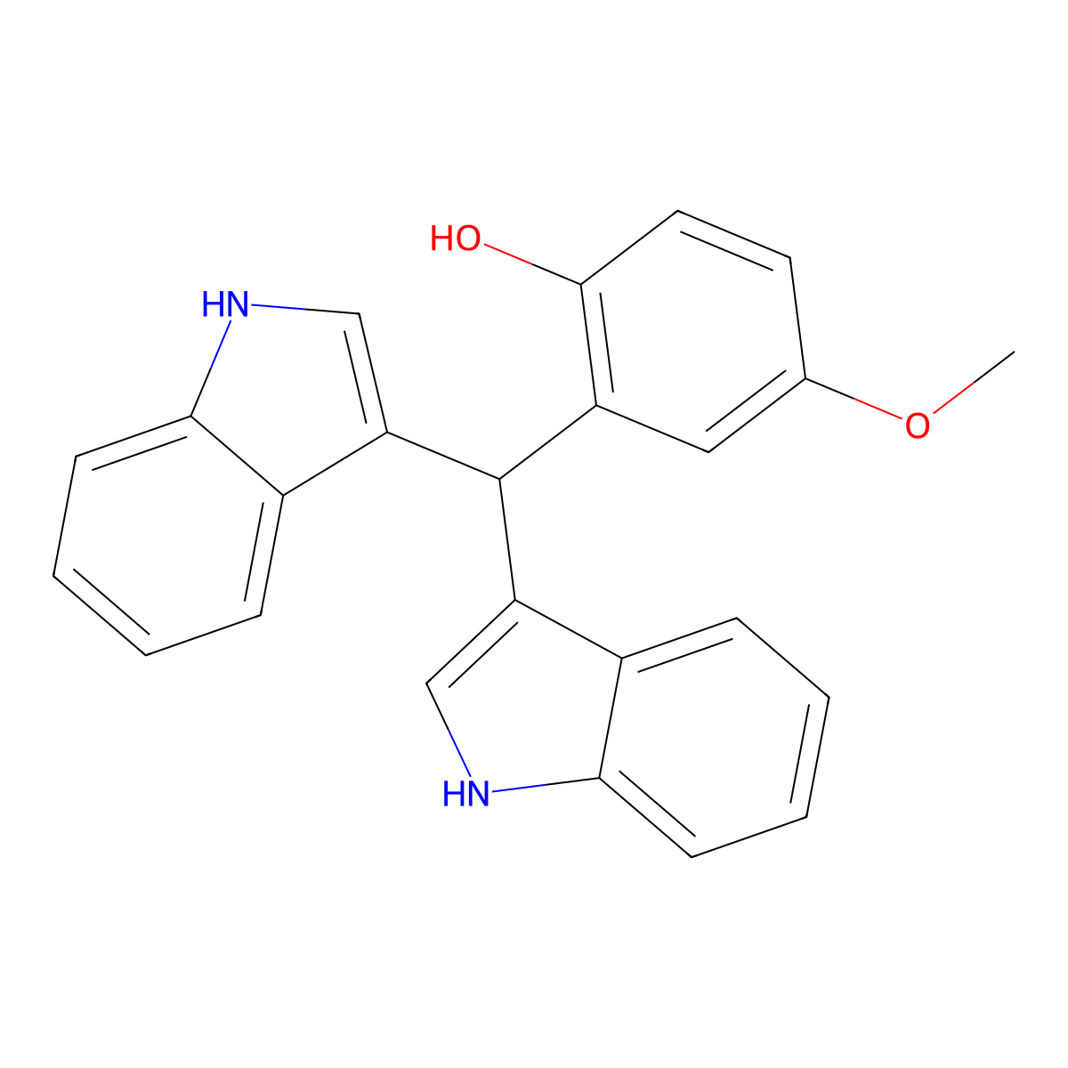 2-[bis(1H-indol-3-yl)methyl]-4-methoxyphenol molecular structure, CAS 486443-09-8