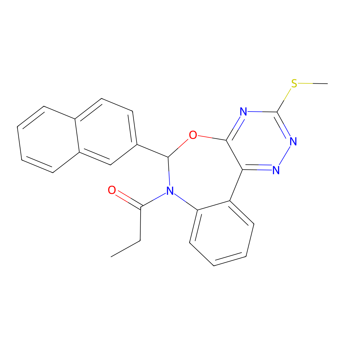 3-(Methylsulfanyl)-6-(2-naphthyl)-7-propionyl-6,7-dihydro[1,2,4]triazino[5,6-d][3,1]benzoxazepine molecular structure, CAS 486443-57-6