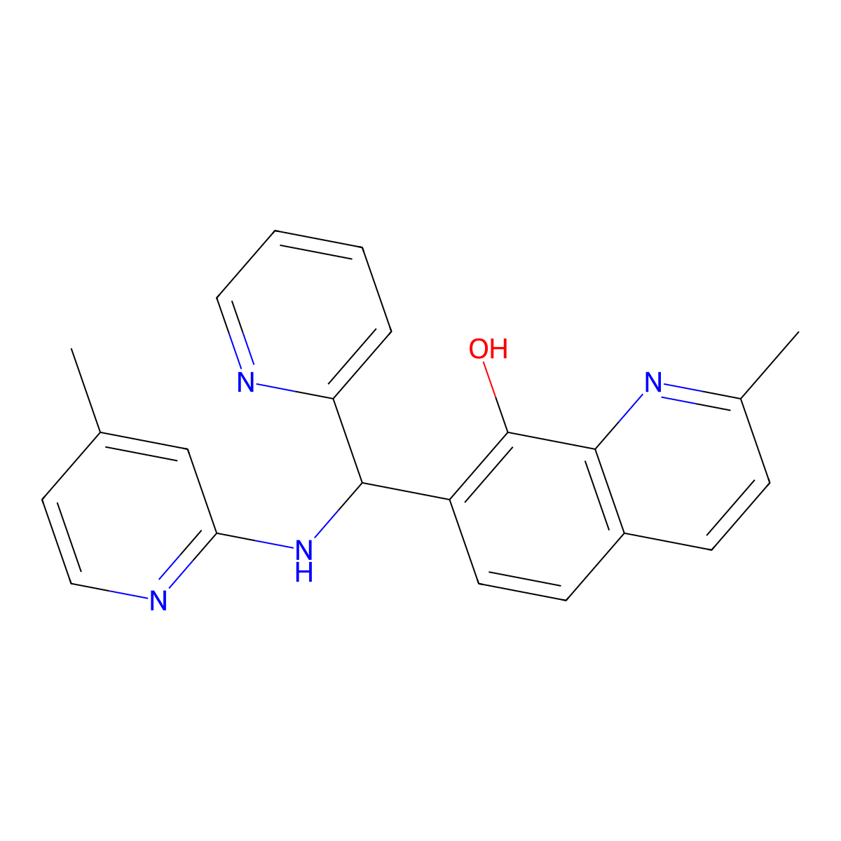 2-Methyl-7-[[(4-methylpyridin-2-yl)amino]-pyridin-2-ylmethyl]quinolin-8-ol molecular structure, CAS 486443-77-0