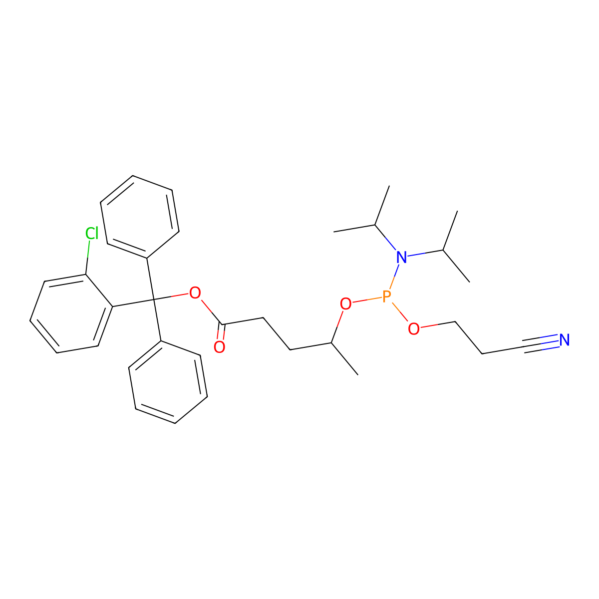 (o-Cl-Trt)pentanoate 4-oxy-amidite molecular structure, CAS 486449-23-4