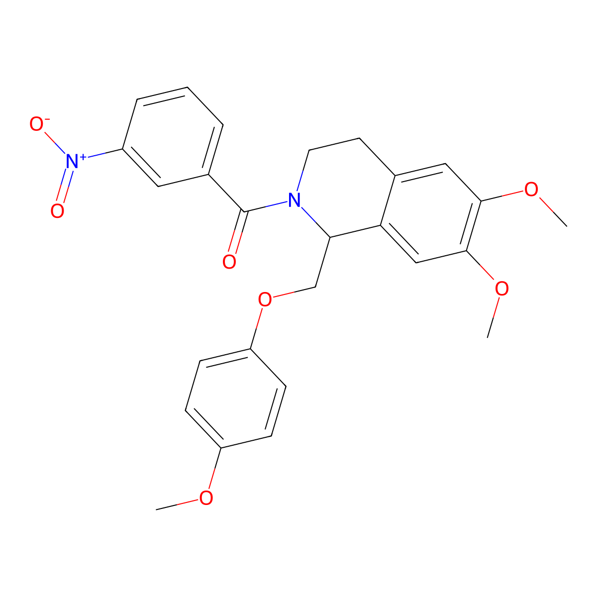 6,7-Dimethoxy-1-[(4-methoxyphenoxy)methyl]-2-(3-nitrobenzoyl)-1,2,3,4-tetrahydroisoquinoline molecular structure, CAS 486450-13-9