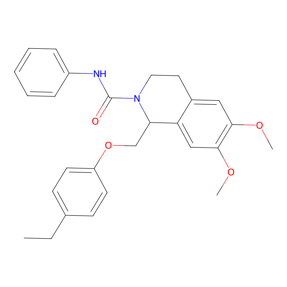 1-[(4-ethylphenoxy)methyl]-6,7-dimethoxy-N-phenyl-3,4-dihydro-1H-isoquinoline-2-carboxamide molecular structure, CAS 486450-56-0