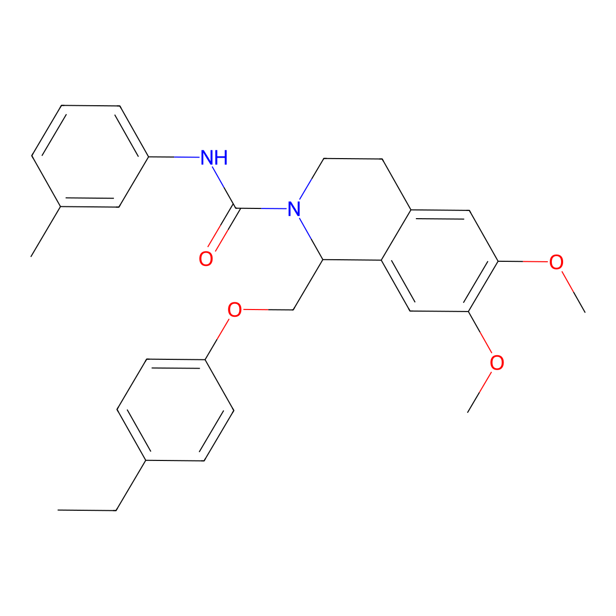 1-((4-ethylphenoxy)methyl)-6,7-dimethoxy-N-(m-tolyl)-3,4-dihydroisoquinoline-2(1H)-carboxamide molecular structure, CAS 486450-58-2