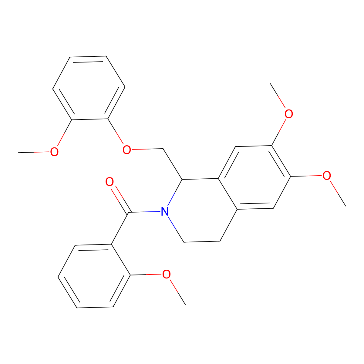 6,7-Dimethoxy-2-(2-methoxybenzoyl)-1-[(2-methoxyphenoxy)methyl]-1,2,3,4-tetrahydroisoquinoline molecular structure, CAS 486451-11-0