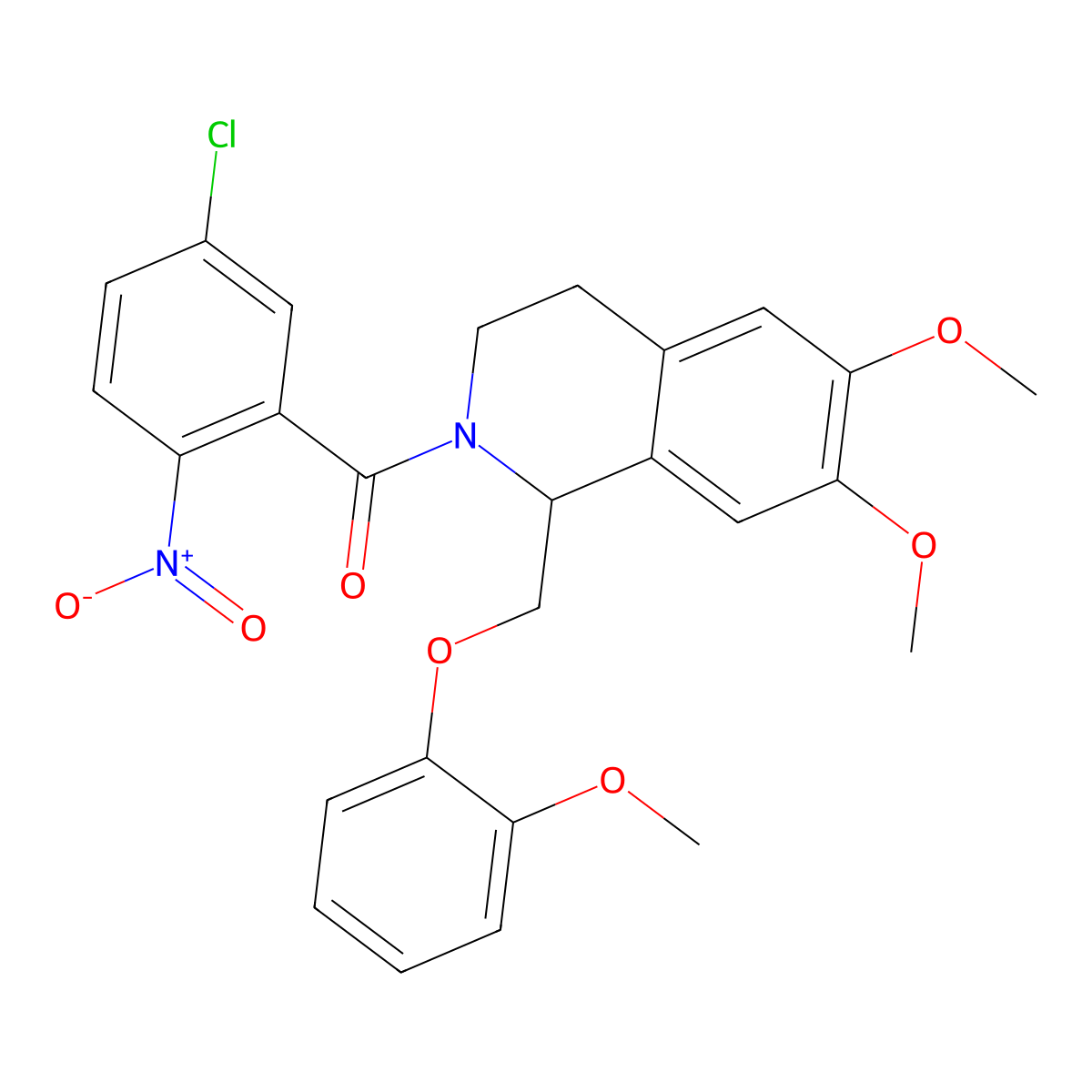 2-(5-Chloro-2-nitrobenzoyl)-6,7-dimethoxy-1-[(2-methoxyphenoxy)methyl]-1,2,3,4-tetrahydroisoquinoline molecular structure, CAS 486451-30-3