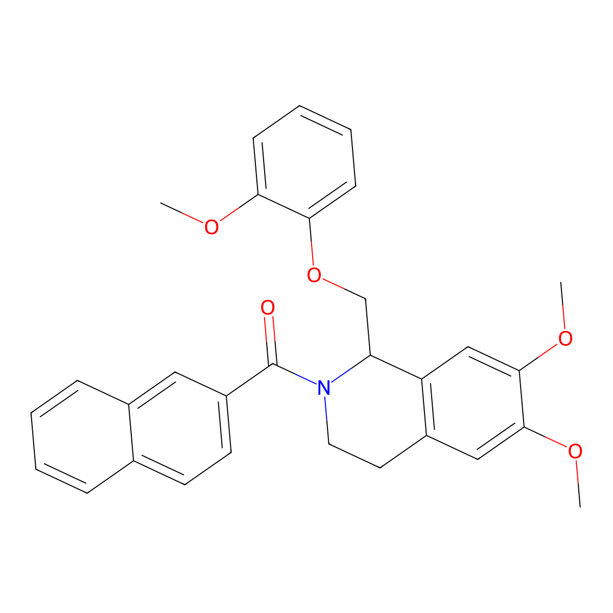 (6,7-dimethoxy-1-((2-methoxyphenoxy)methyl)-3,4-dihydroisoquinolin-2(1H)-yl)(naphthalen-2-yl)methanone molecular structure, CAS 486451-37-0