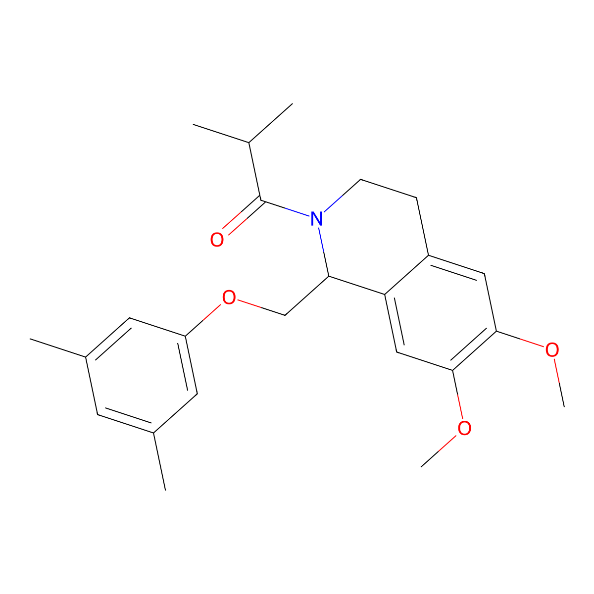 1-[1-[(3,5-dimethylphenoxy)methyl]-6,7-dimethoxy-3,4-dihydro-1H-isoquinolin-2-yl]-2-methylpropan-1-one molecular structure, CAS 486451-67-6