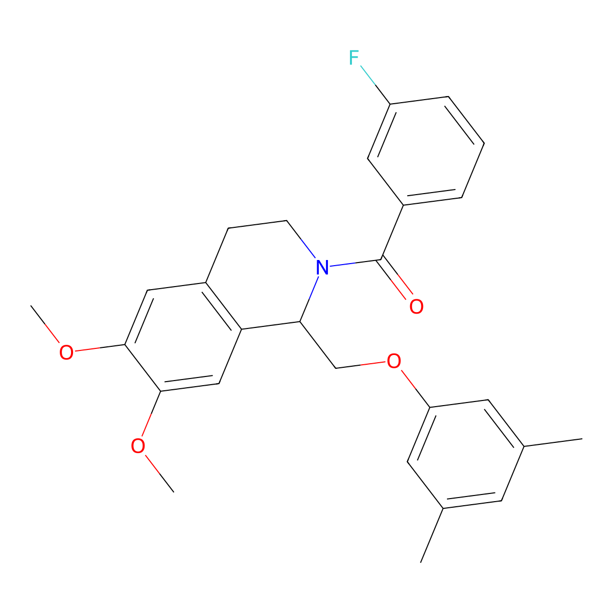 (1-((3,5-dimethylphenoxy)methyl)-6,7-dimethoxy-3,4-dihydroisoquinolin-2(1H)-yl)(3-fluorophenyl)methanone molecular structure, CAS 486451-84-7