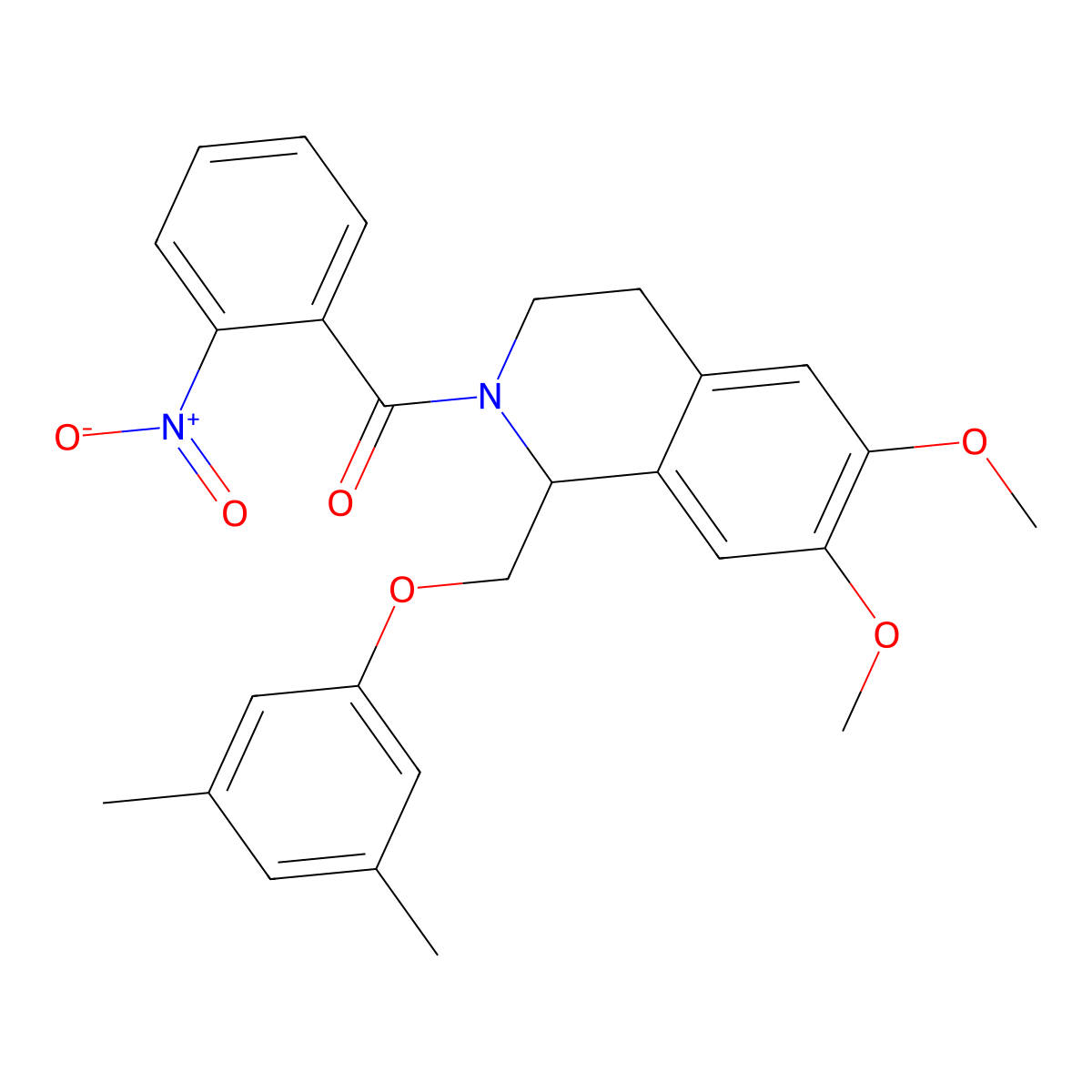 (1-((3,5-dimethylphenoxy)methyl)-6,7-dimethoxy-3,4-dihydroisoquinolin-2(1H)-yl)(2-nitrophenyl)methanone molecular structure, CAS 486451-91-6
