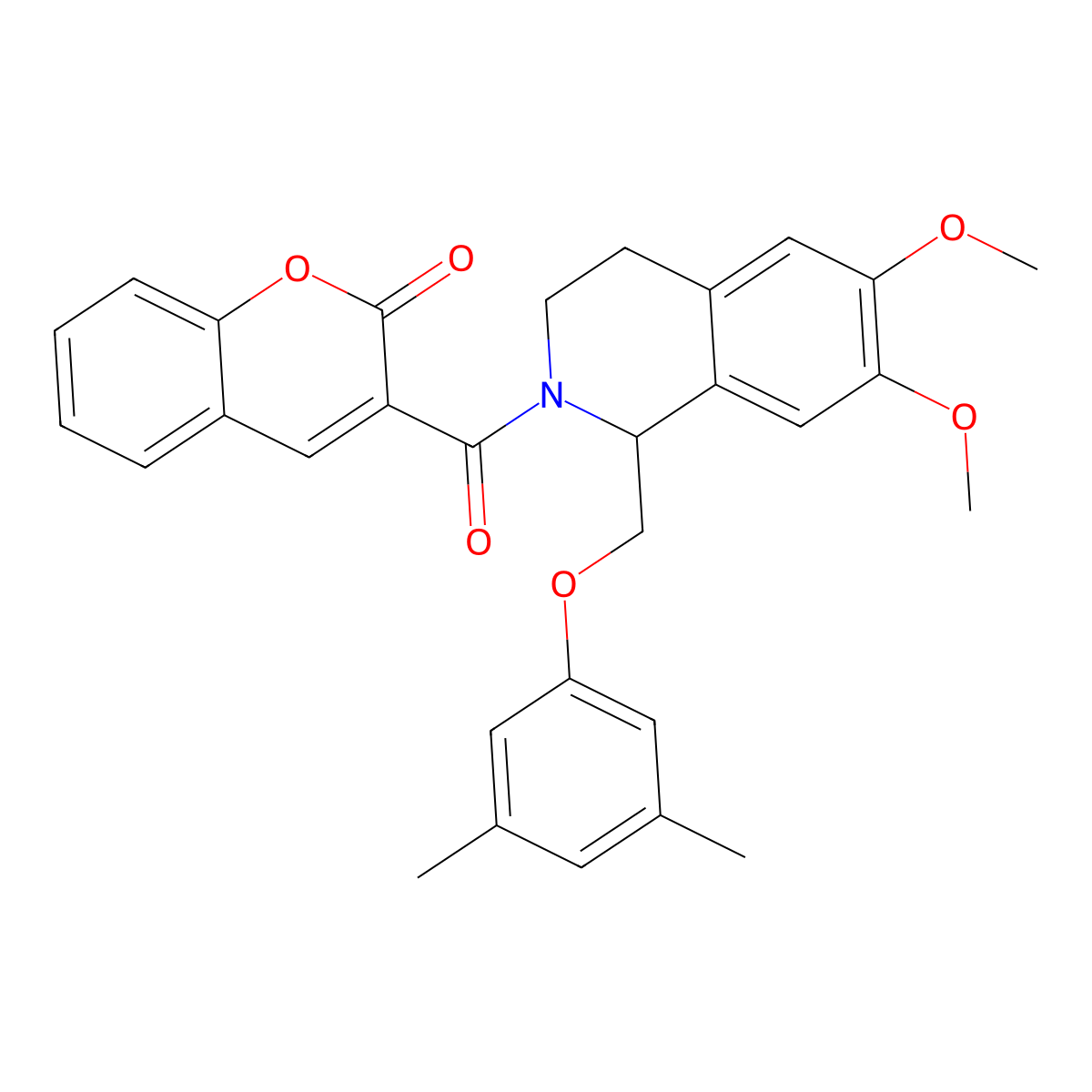 3-(1-((3,5-dimethylphenoxy)methyl)-6,7-dimethoxy-1,2,3,4-tetrahydroisoquinoline-2-carbonyl)-2H-chromen-2-one molecular structure, CAS 486451-94-9