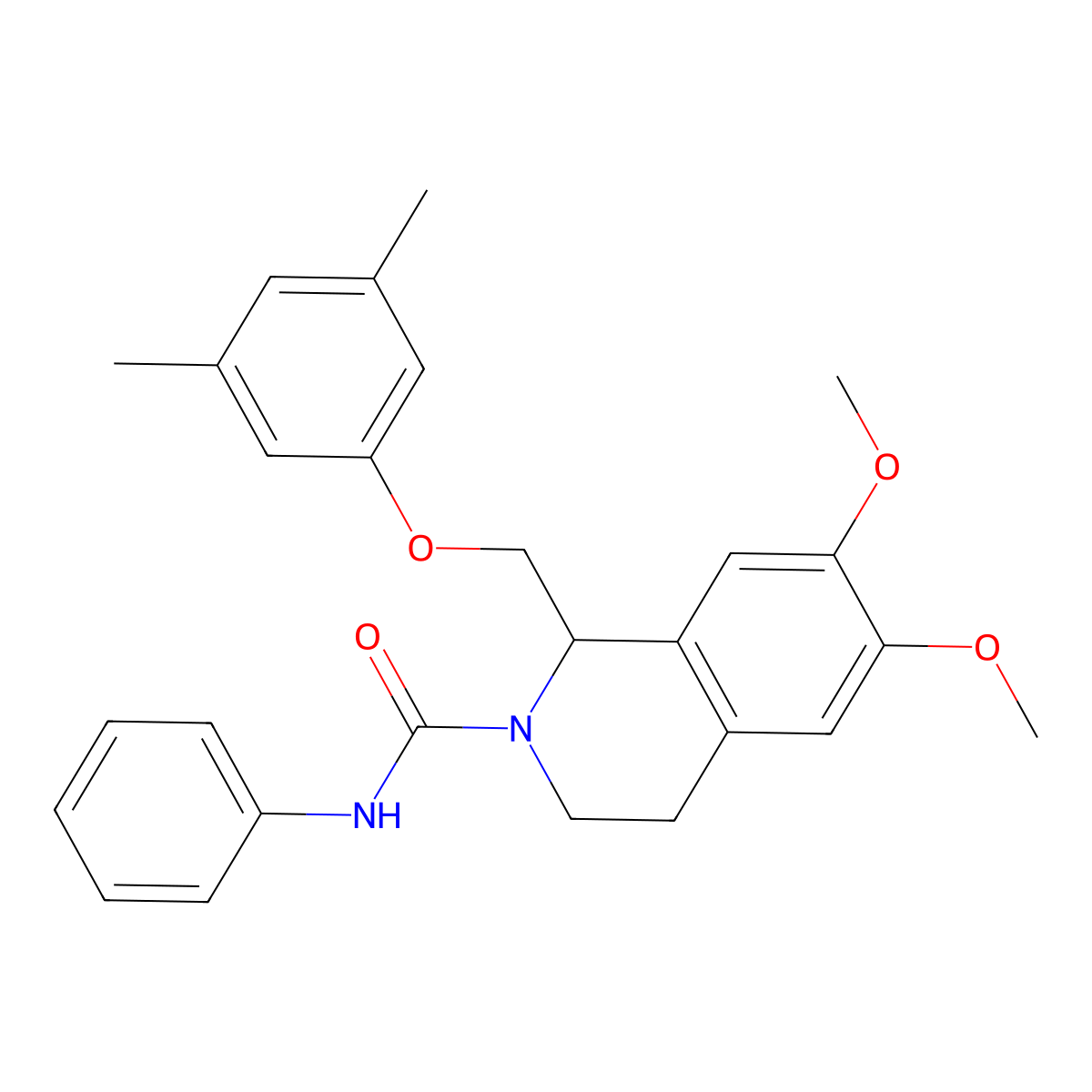 1-[(3,5-dimethylphenoxy)methyl]-6,7-dimethoxy-N-phenyl-3,4-dihydro-1H-isoquinoline-2-carboxamide molecular structure, CAS 486451-98-3