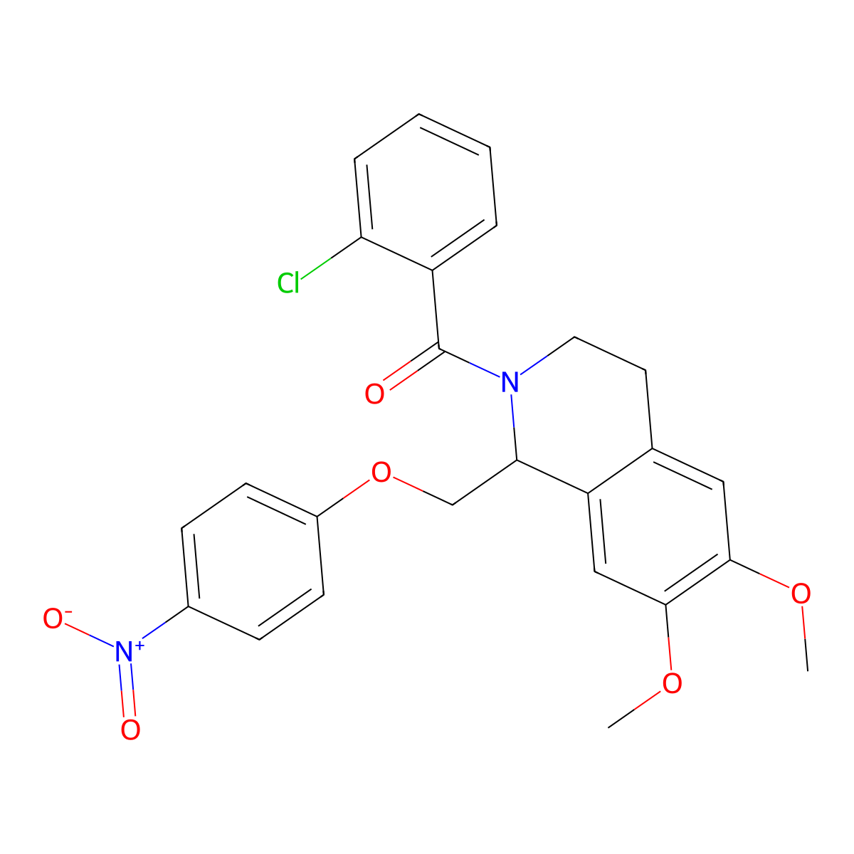 (2-chlorophenyl)(6,7-dimethoxy-1-((4-nitrophenoxy)methyl)-3,4-dihydroisoquinolin-2(1H)-yl)methanone molecular structure, CAS 486452-03-3