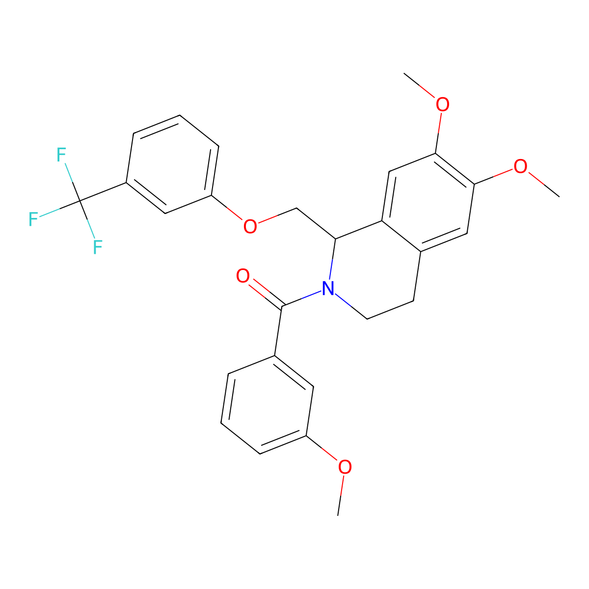 (6,7-dimethoxy-1-((3-(trifluoromethyl)phenoxy)methyl)-3,4-dihydroisoquinolin-2(1H)-yl)(3-methoxyphenyl)methanone molecular structure, CAS 486452-25-9