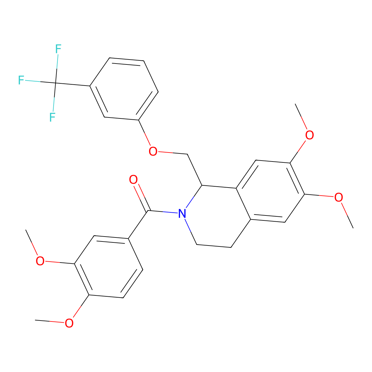 2-(3,4-Dimethoxybenzoyl)-6,7-dimethoxy-1-{[3-(trifluoromethyl)phenoxy]methyl}-1,2,3,4-tetrahydroisoquinoline molecular structure, CAS 486452-26-0