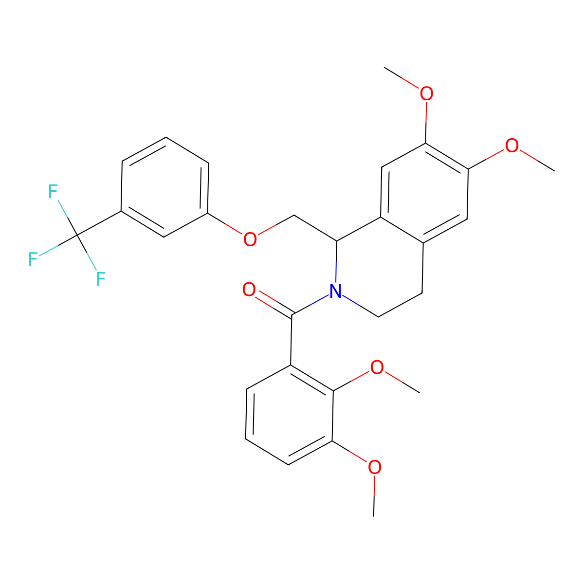 (6,7-dimethoxy-1-((3-(trifluoromethyl)phenoxy)methyl)-3,4-dihydroisoquinolin-2(1H)-yl)(2,3-dimethoxyphenyl)methanone molecular structure, CAS 486452-29-3