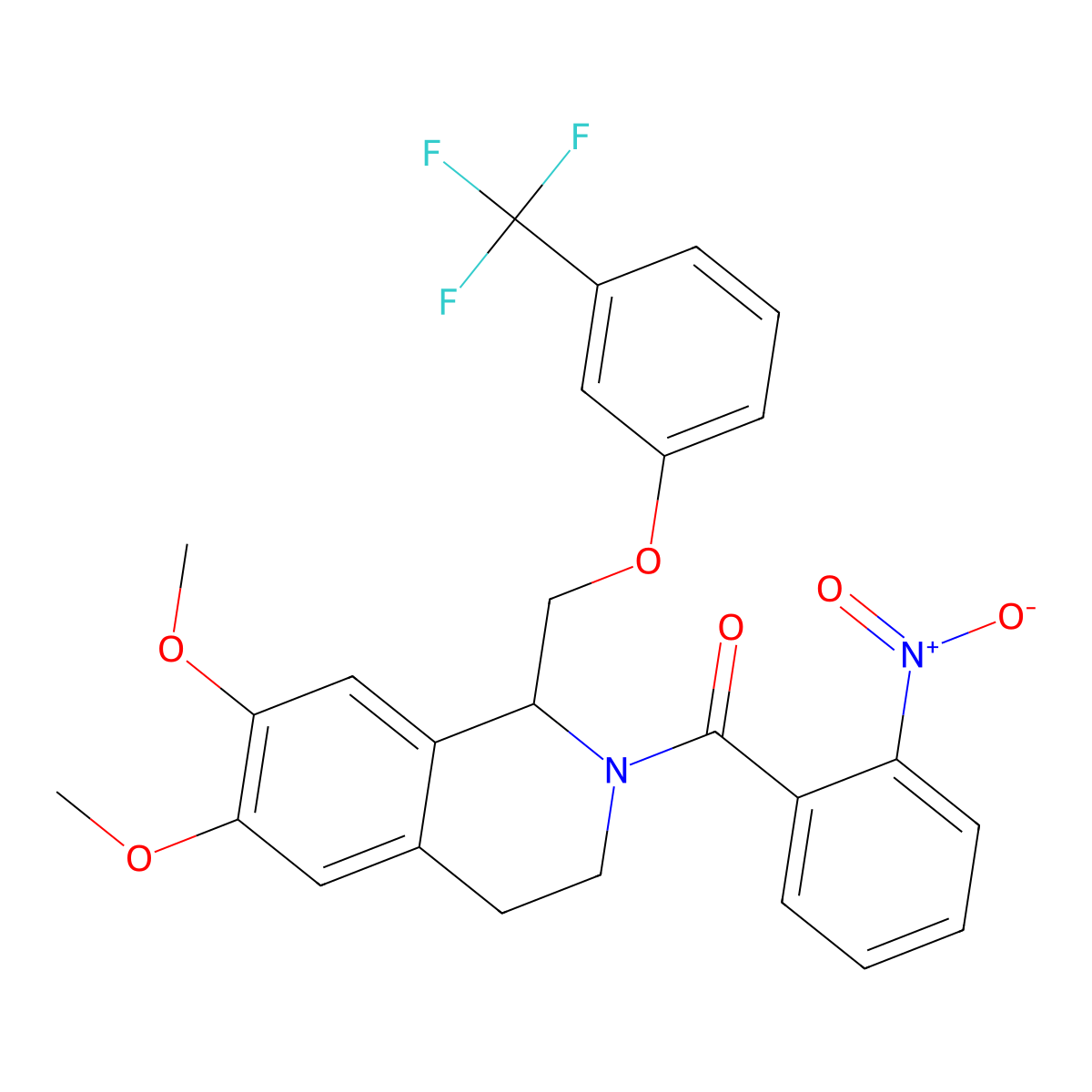 6,7-Dimethoxy-2-(2-nitrobenzoyl)-1-{[3-(trifluoromethyl)phenoxy]methyl}-1,2,3,4-tetrahydroisoquinoline molecular structure, CAS 486452-31-7