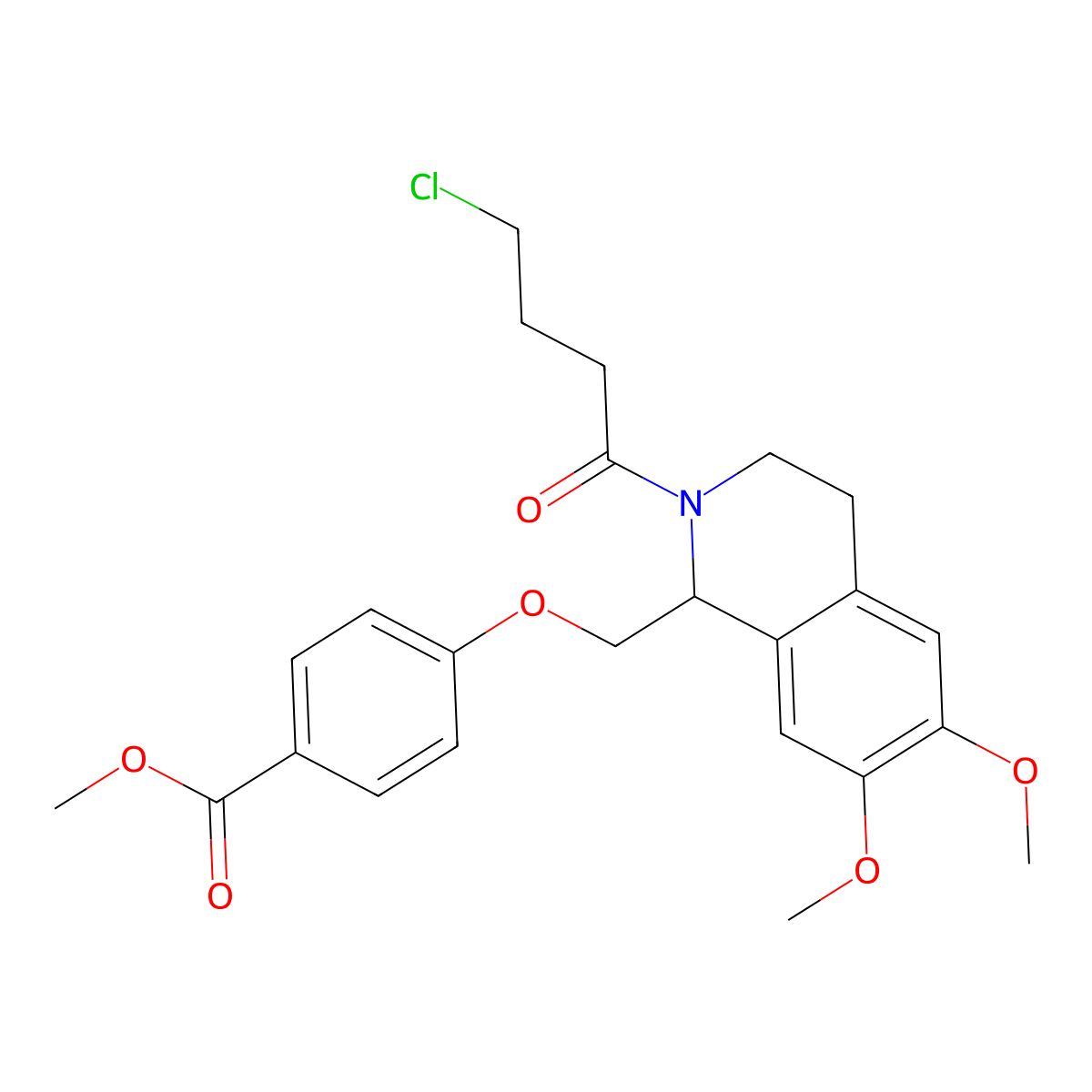 Methyl 4-{[2-(4-chlorobutanoyl)-6,7-dimethoxy-1,2,3,4-tetrahydroisoquinolin-1-yl]methoxy}benzoate molecular structure, CAS 486452-53-3