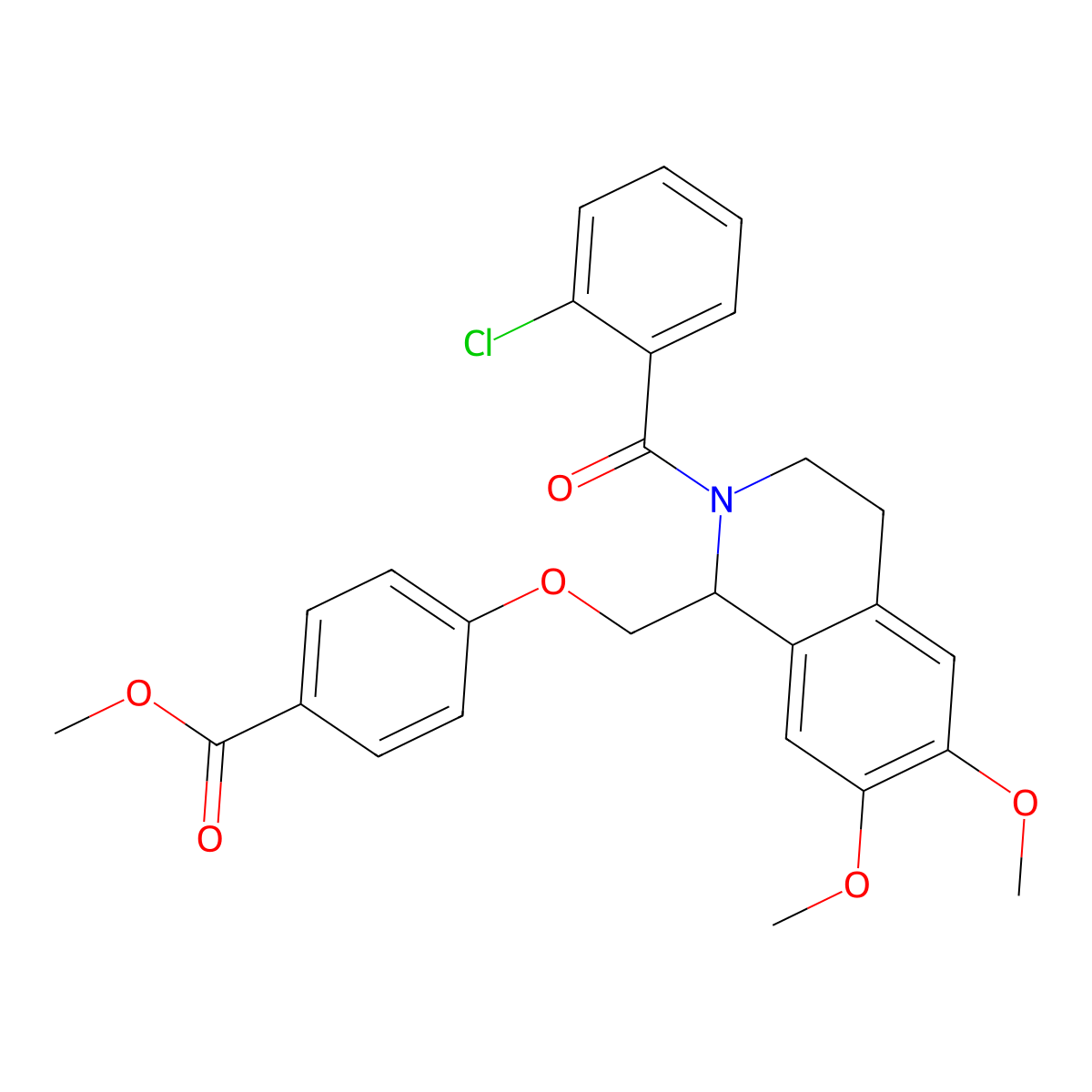 Methyl 4-[[2-(2-chlorobenzoyl)-6,7-dimethoxy-3,4-dihydro-1H-isoquinolin-1-yl]methoxy]benzoate molecular structure, CAS 486452-85-1