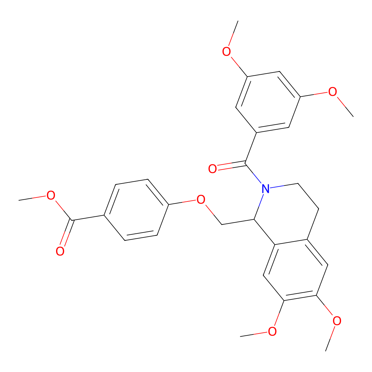 Methyl 4-[[2-(3,5-dimethoxybenzoyl)-6,7-dimethoxy-3,4-dihydro-1H-isoquinolin-1-yl]methoxy]benzoate molecular structure, CAS 486452-87-3