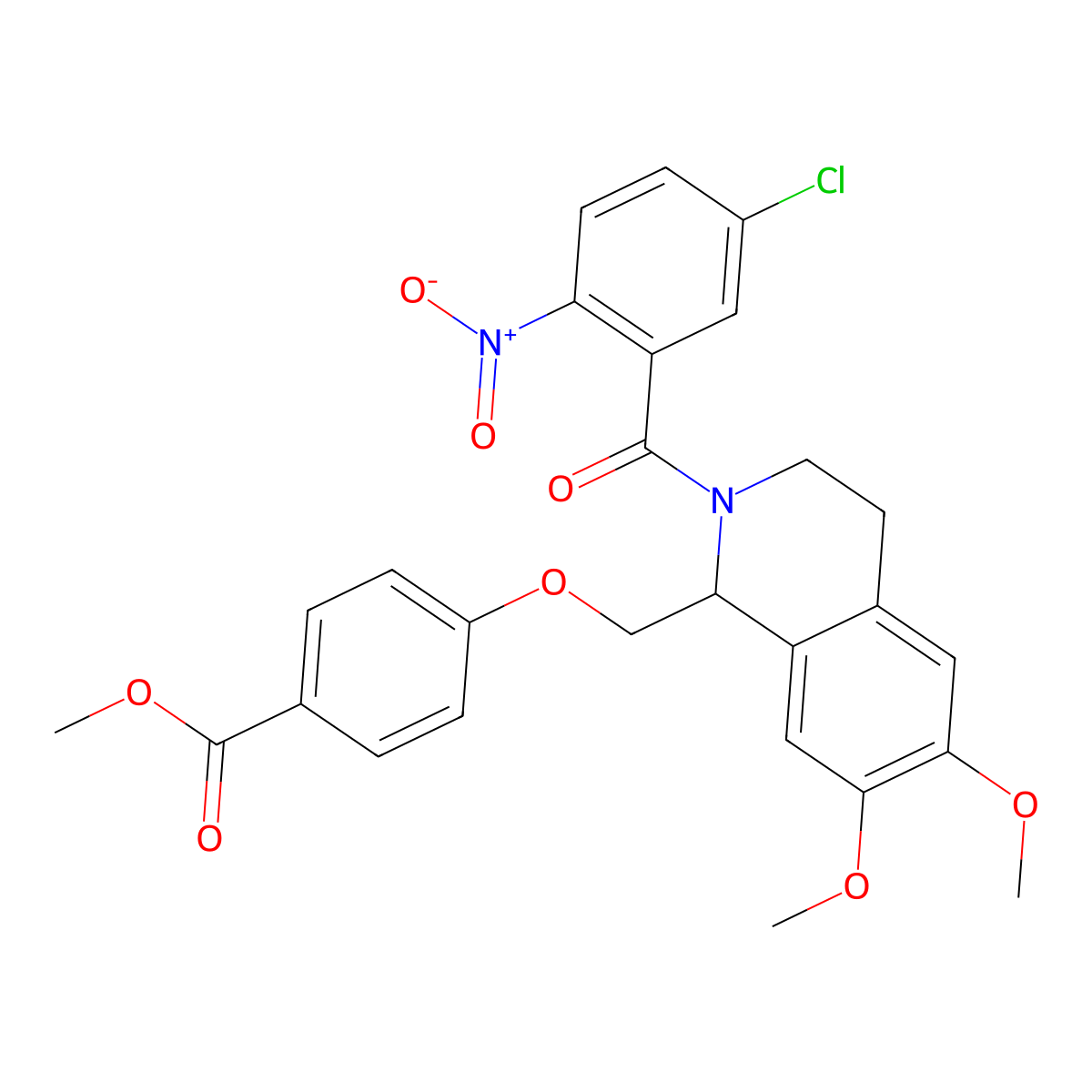 Methyl 4-{[2-(5-chloro-2-nitrobenzoyl)-6,7-dimethoxy-1,2,3,4-tetrahydroisoquinolin-1-yl]methoxy}benzoate molecular structure, CAS 486452-88-4