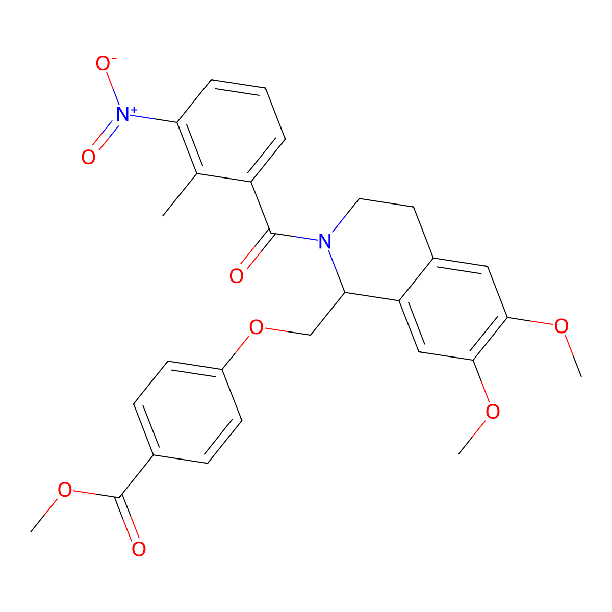 Methyl 4-{[6,7-dimethoxy-2-(2-methyl-3-nitrobenzoyl)-1,2,3,4-tetrahydroisoquinolin-1-yl]methoxy}benzoate molecular structure, CAS 486452-93-1