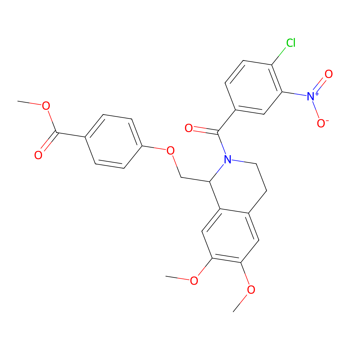 Methyl 4-{[2-(4-chloro-3-nitrobenzoyl)-6,7-dimethoxy-1,2,3,4-tetrahydroisoquinolin-1-yl]methoxy}benzoate molecular structure, CAS 486452-99-7