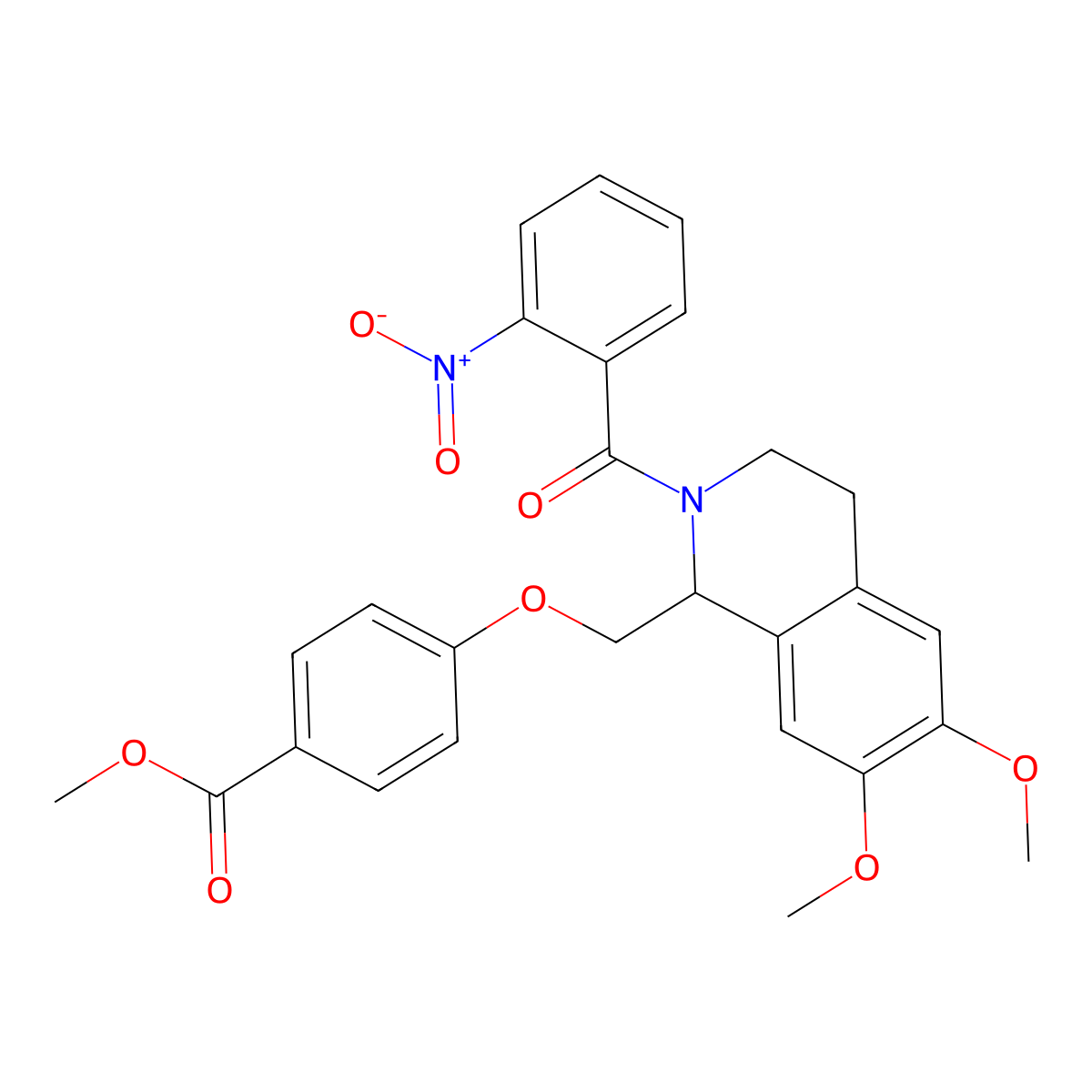 Methyl 4-[[6,7-dimethoxy-2-(2-nitrobenzoyl)-3,4-dihydro-1H-isoquinolin-1-yl]methoxy]benzoate molecular structure, CAS 486453-02-5