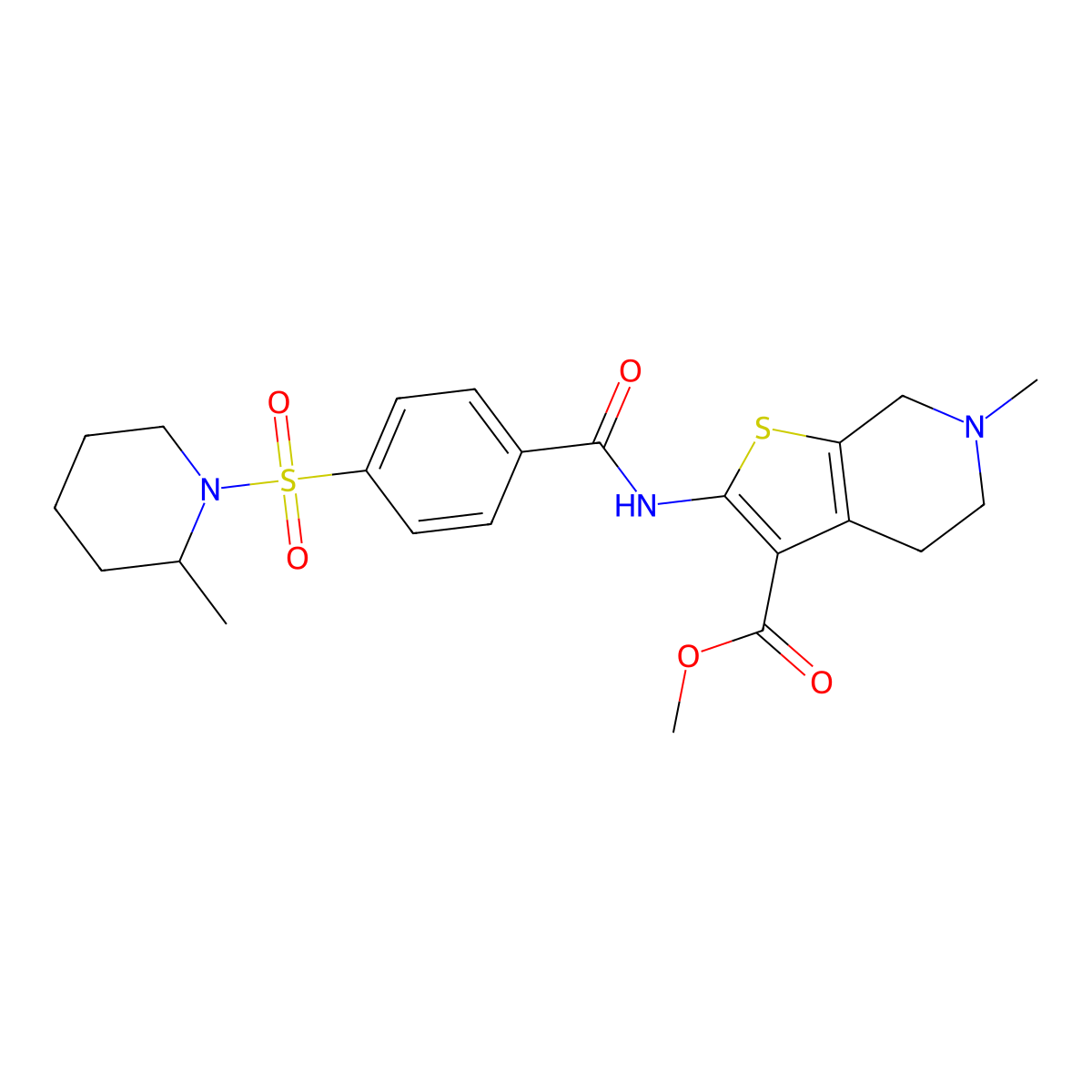 Methyl 6-methyl-2-(4-((2-methylpiperidin-1-yl)sulfonyl)benzamido)-4,5,6,7-tetrahydrothieno[2,3-c]pyridine-3-carboxylate molecular structure, CAS 486453-08-1