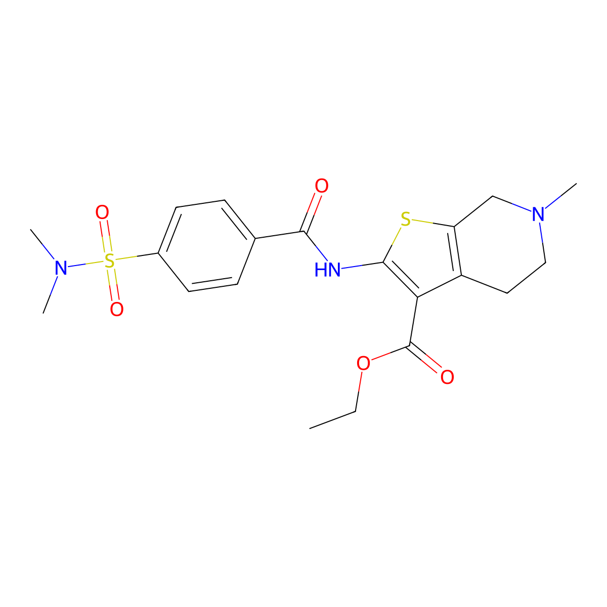 ethyl 2-(4-(N,N-dimethylsulfamoyl)benzamido)-6-methyl-4,5,6,7-tetrahydrothieno[2,3-c]pyridine-3-carboxylate molecular structure, CAS 486453-10-5