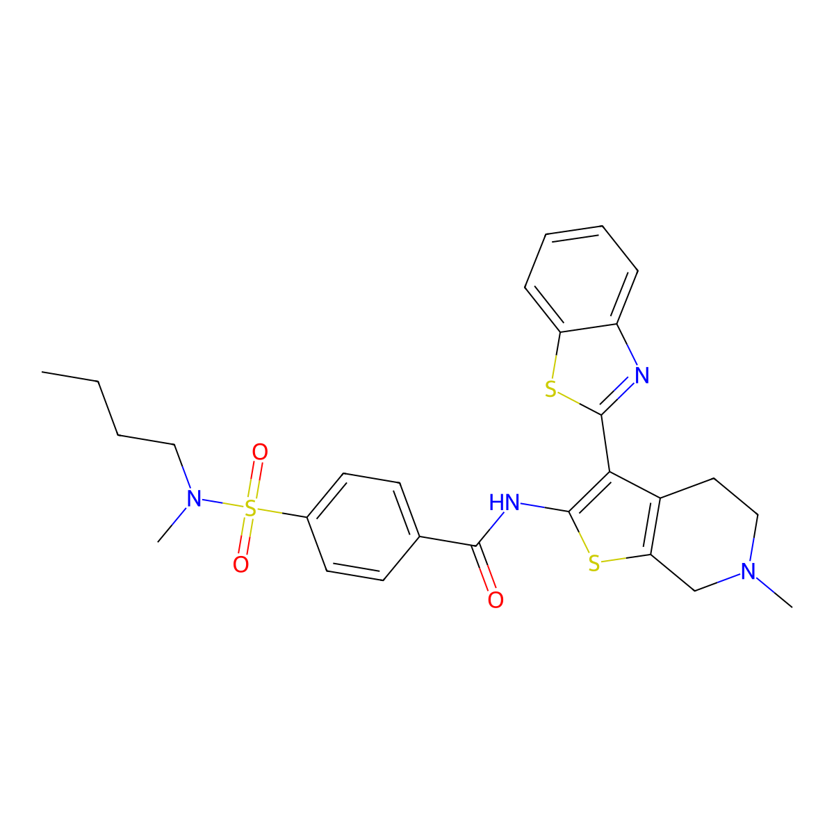 N-(3-(benzo[d]thiazol-2-yl)-6-methyl-4,5,6,7-tetrahydrothieno[2,3-c]pyridin-2-yl)-4-(N-butyl-N-methylsulfamoyl)benzamide molecular structure, CAS 486453-17-2