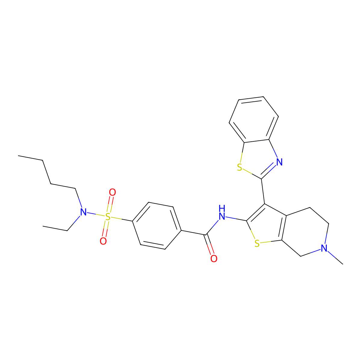 N-(3-(benzo[d]thiazol-2-yl)-6-methyl-4,5,6,7-tetrahydrothieno[2,3-c]pyridin-2-yl)-4-(N-butyl-N-ethylsulfamoyl)benzamide molecular structure, CAS 486453-18-3