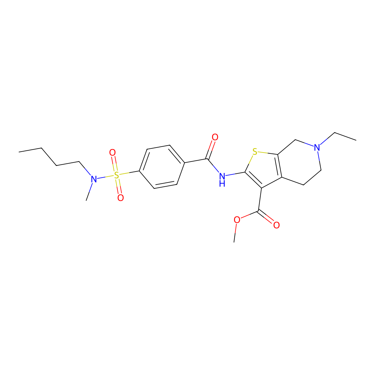 methyl 2-(4-(N-butyl-N-methylsulfamoyl)benzamido)-6-ethyl-4,5,6,7-tetrahydrothieno[2,3-c]pyridine-3-carboxylate molecular structure, CAS 486453-31-0