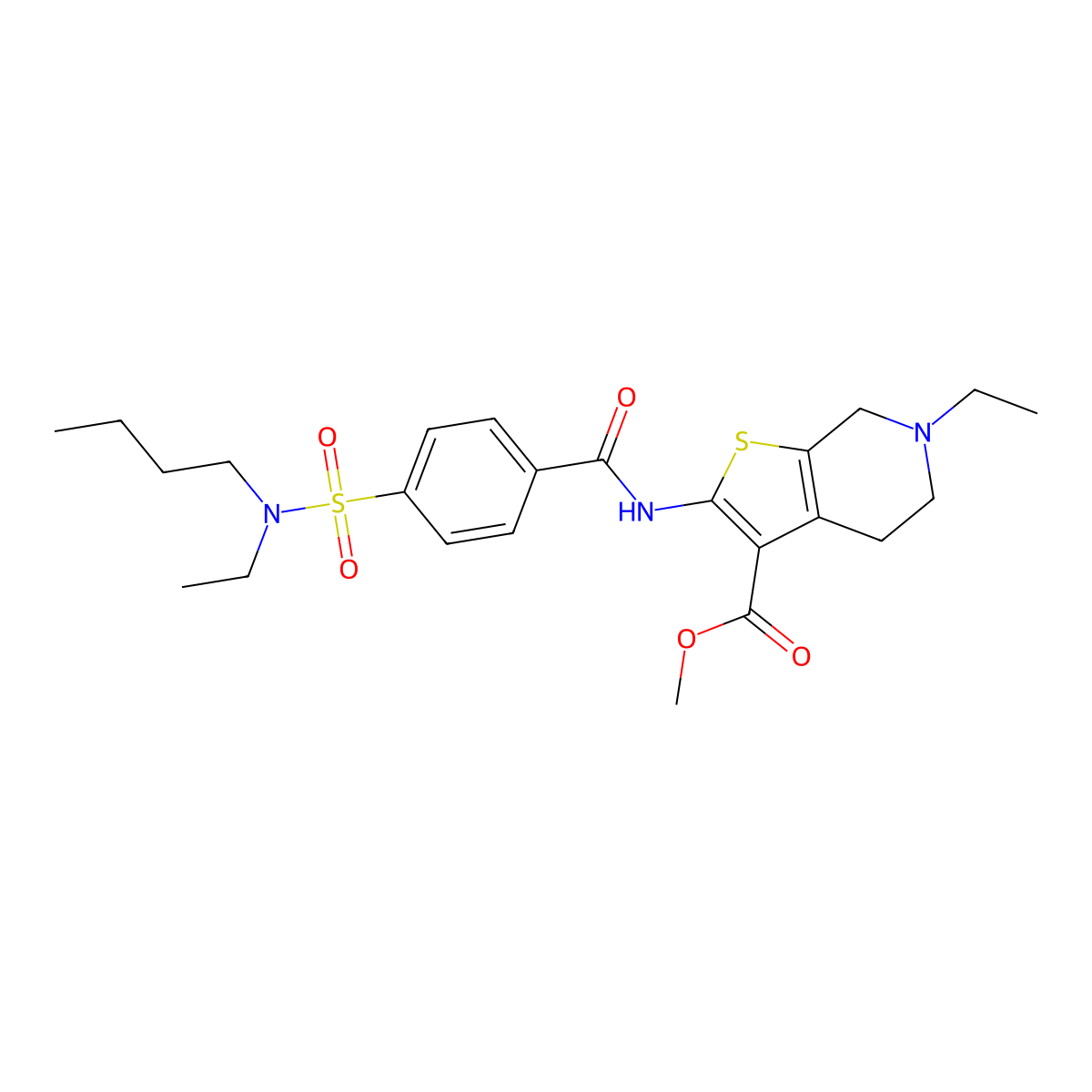 methyl 2-(4-(N-butyl-N-ethylsulfamoyl)benzamido)-6-ethyl-4,5,6,7-tetrahydrothieno[2,3-c]pyridine-3-carboxylate molecular structure, CAS 486453-32-1