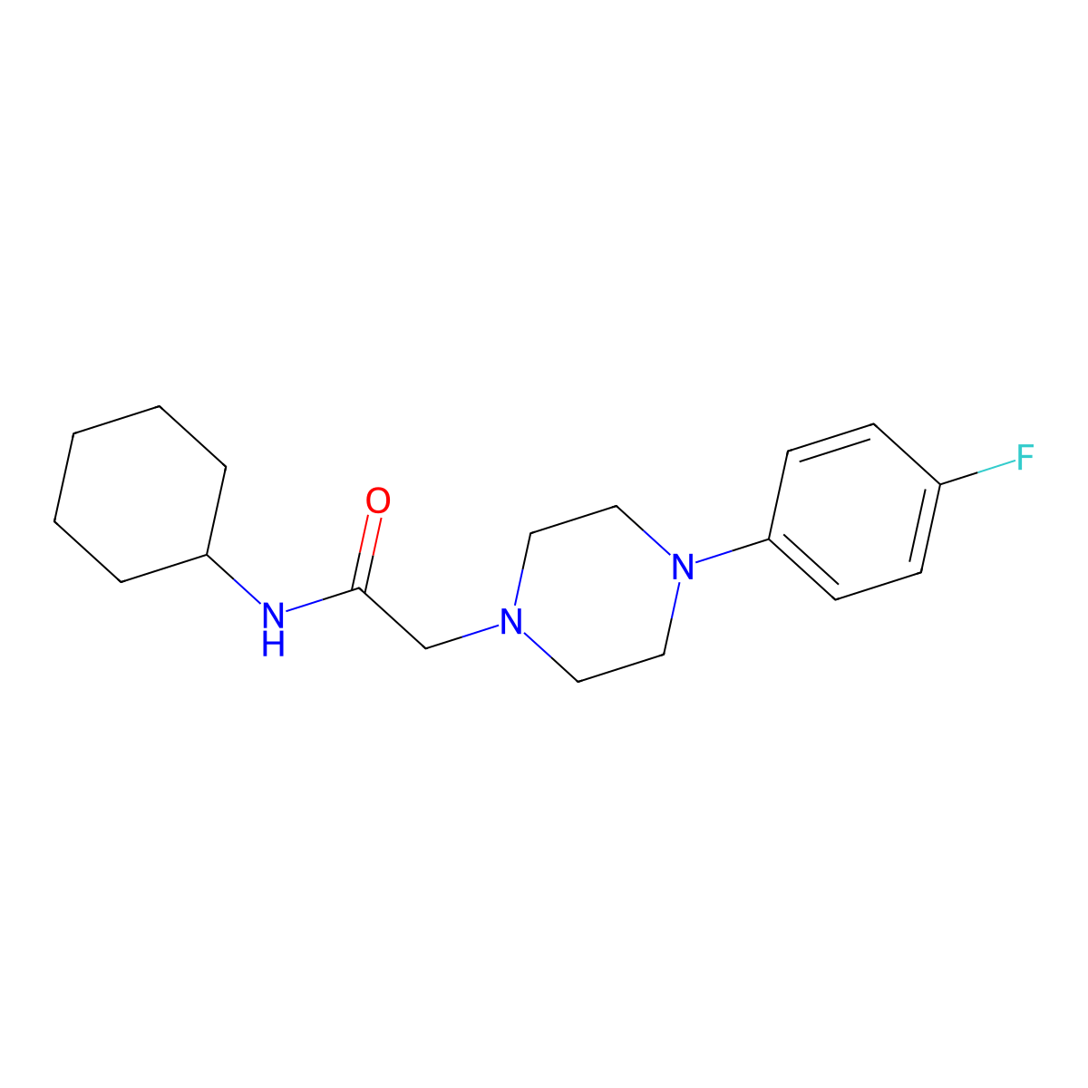 N-cyclohexyl-2-[4-(4-fluorophenyl)piperazin-1-yl]acetamide molecular structure, CAS 486457-19-6