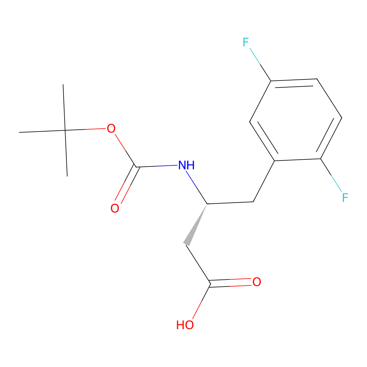 (R)-b-(Boc-amino)-2,5-difluorobenzenebutanoic acid molecular structure, CAS 486459-98-7