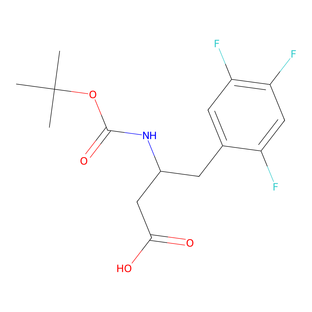 (R)-3-(tert-butoxycarbonylamino)-4-(2,4,5-trifluorophenyl)butanoic acid molecular structure, CAS 486460-00-8