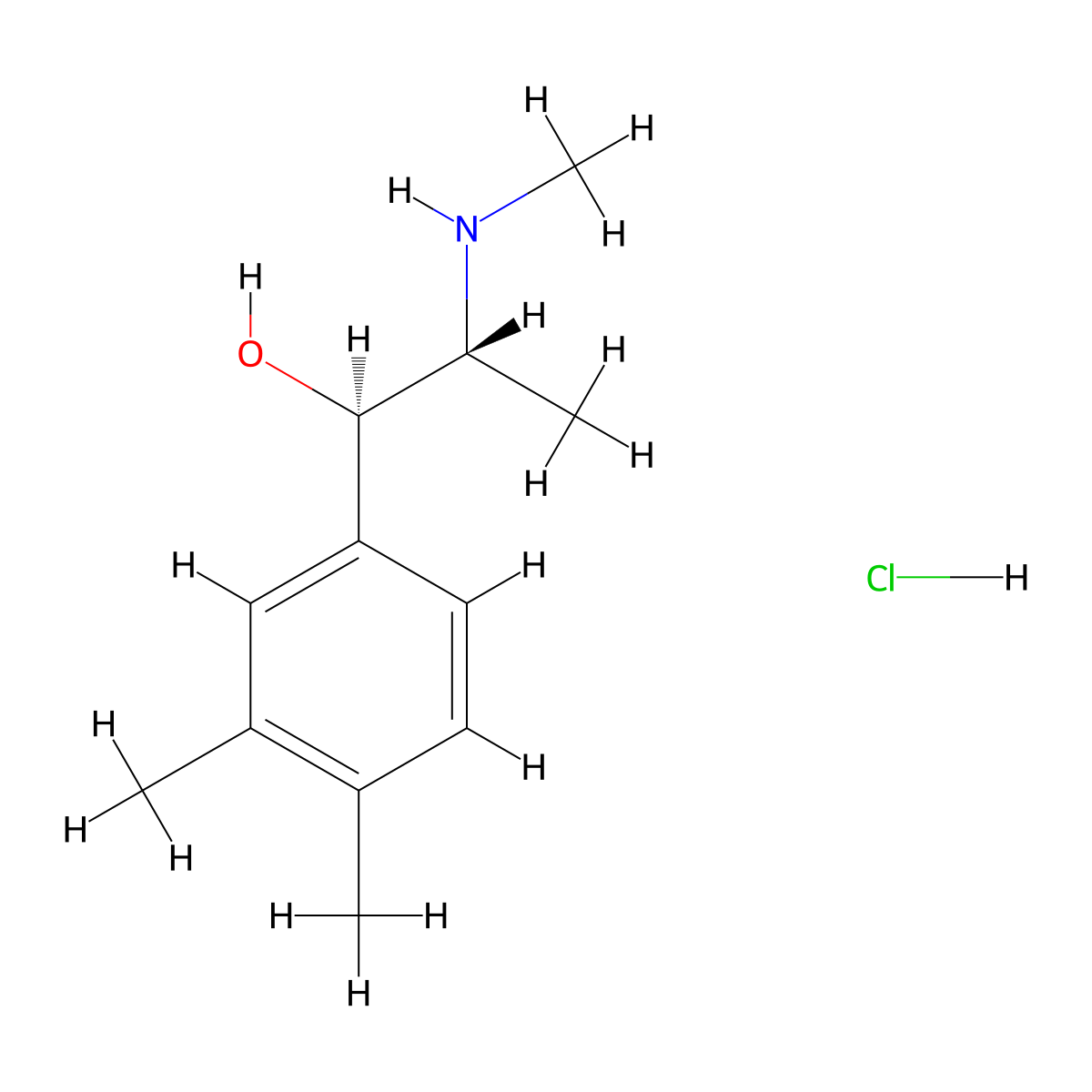 3,4-Dimethylmethcathinone metabolite (hydrochloride) ((+/-)-Pseudoephedrine stereochemistry) molecular structure, CAS 4865-62-7