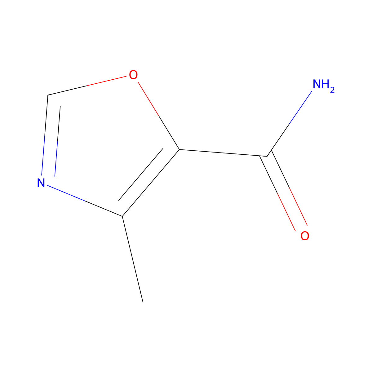 4-Methyloxazole-5-carboxamide molecular structure, CAS 4866-00-6
