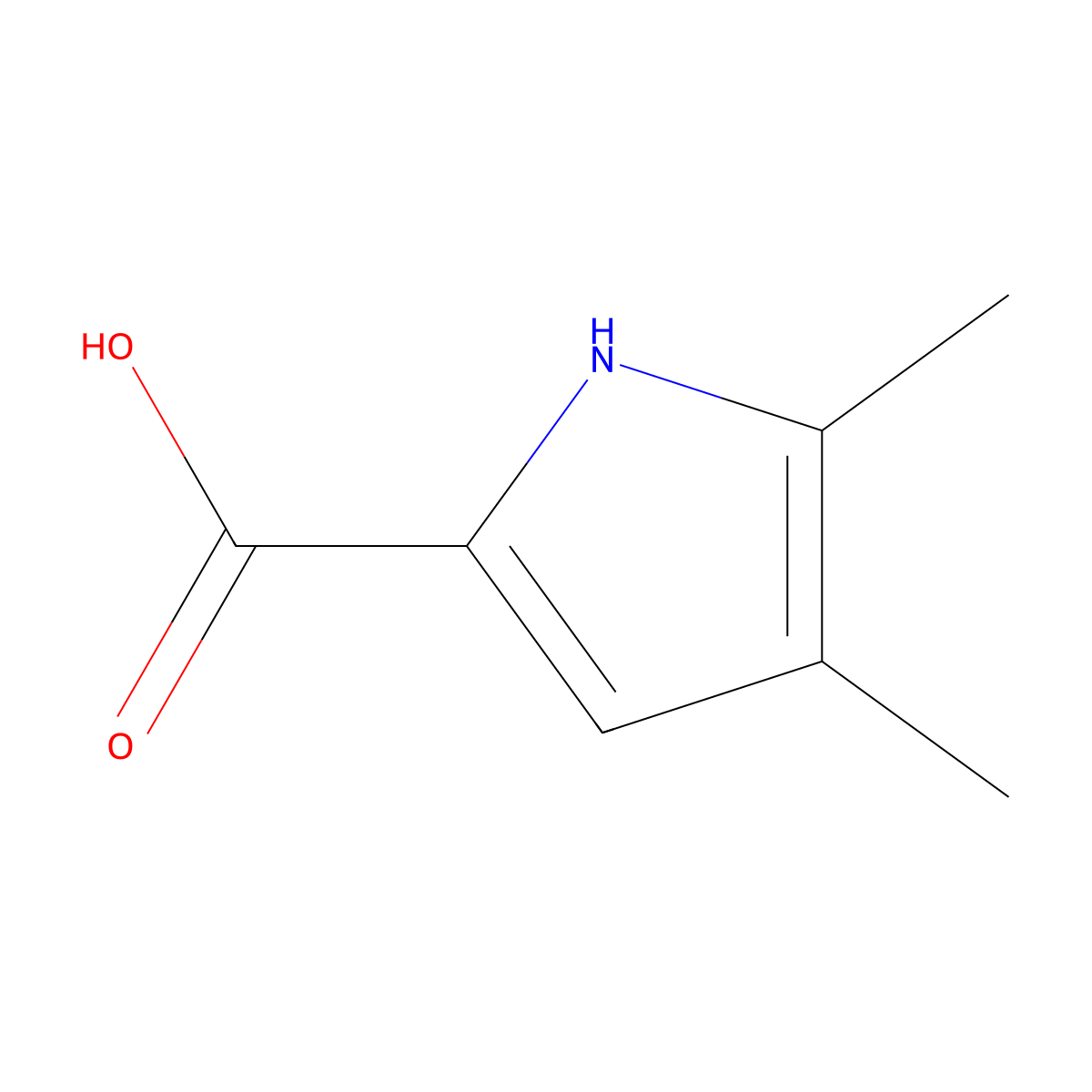 4,5-dimethyl-1H-pyrrole-2-carboxylic acid molecular structure, CAS 4868-31-9
