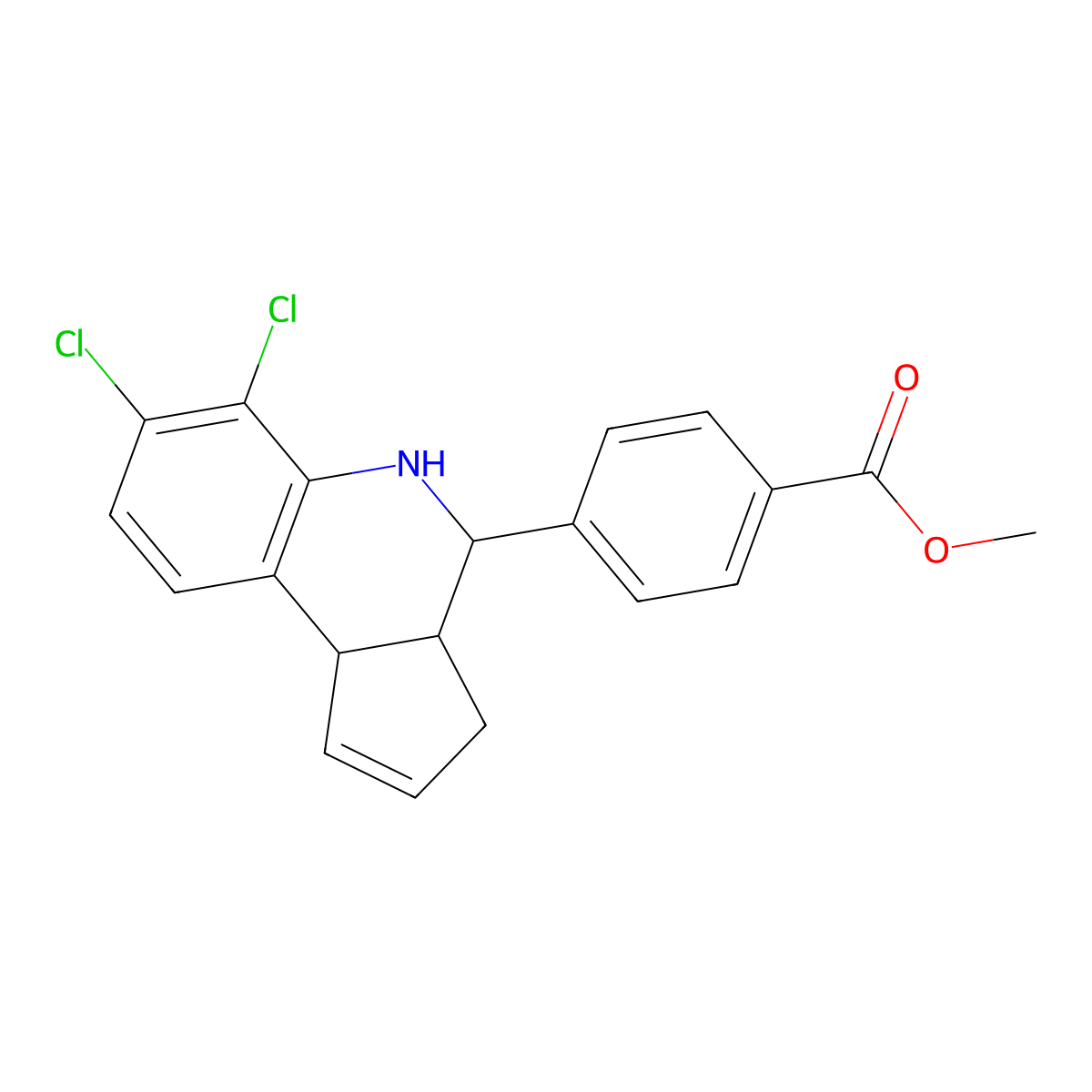 methyl 4-(6,7-dichloro-3a,4,5,9b-tetrahydro-3H-cyclopenta[c]quinolin-4-yl)benzoate molecular structure, CAS 486990-54-9