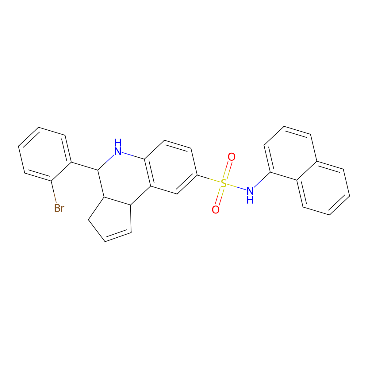 4-(2-bromophenyl)-N-(1-naphthyl)-3a,4,5,9b-tetrahydro-3H-cyclopenta[c]quinoline-8-sulfonamide molecular structure, CAS 486991-22-4