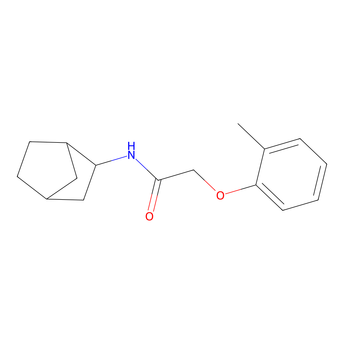N-bicyclo[2.2.1]hept-2-yl-2-(2-methylphenoxy)acetamide molecular structure, CAS 486992-15-8