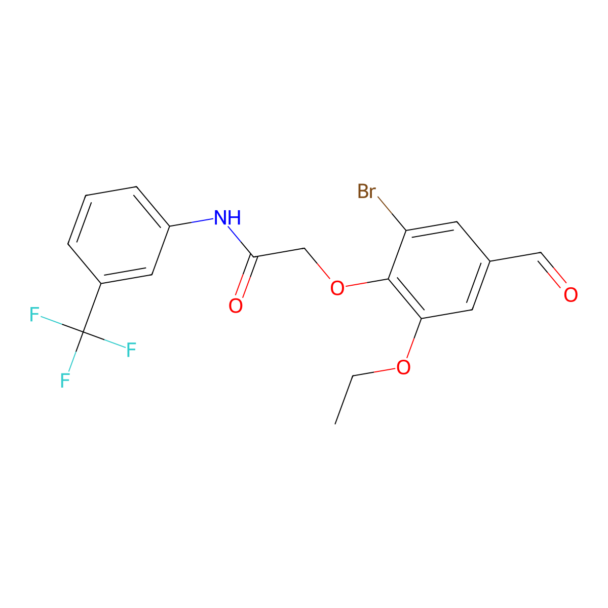 2-(2-bromo-6-ethoxy-4-formylphenoxy)-N-[3-(trifluoromethyl)phenyl]acetamide molecular structure, CAS 486993-06-0