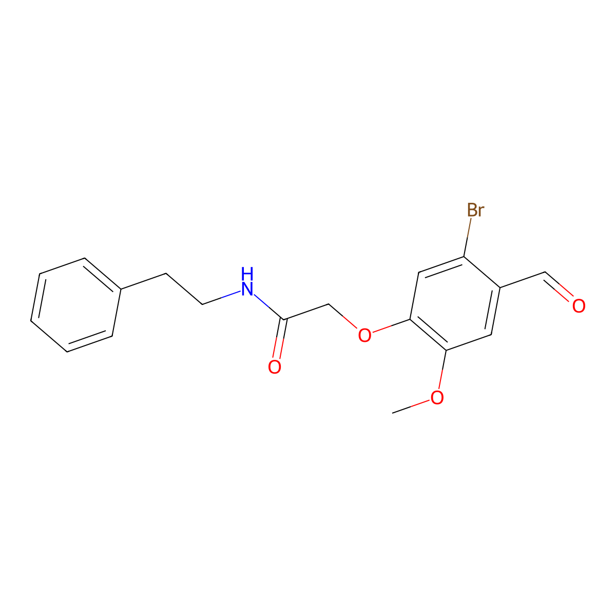 2-(5-bromo-4-formyl-2-methoxyphenoxy)-N-(2-phenylethyl)acetamide molecular structure, CAS 486993-08-2
