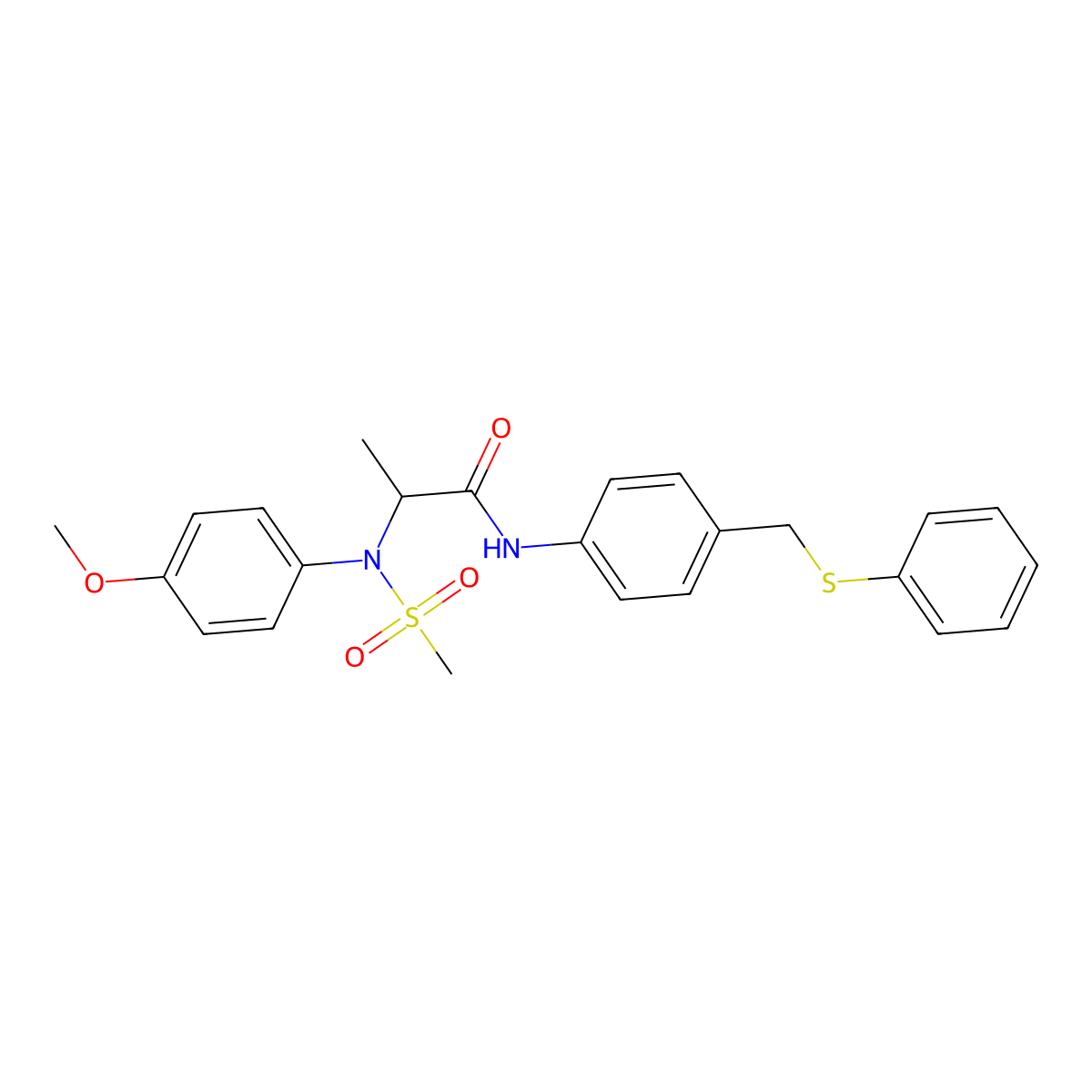 2-(4-methoxy-N-methylsulfonylanilino)-N-[4-(phenylsulfanylmethyl)phenyl]propanamide molecular structure, CAS 486993-54-8