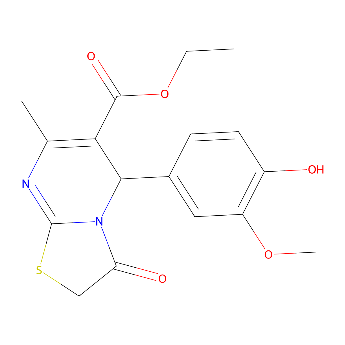 ethyl 5-(4-hydroxy-3-methoxyphenyl)-7-methyl-3-oxo-2,3-dihydro-5H-[1,3]thiazolo[3,2-a]pyrimidine-6-carboxylate molecular structure, CAS 486994-05-2