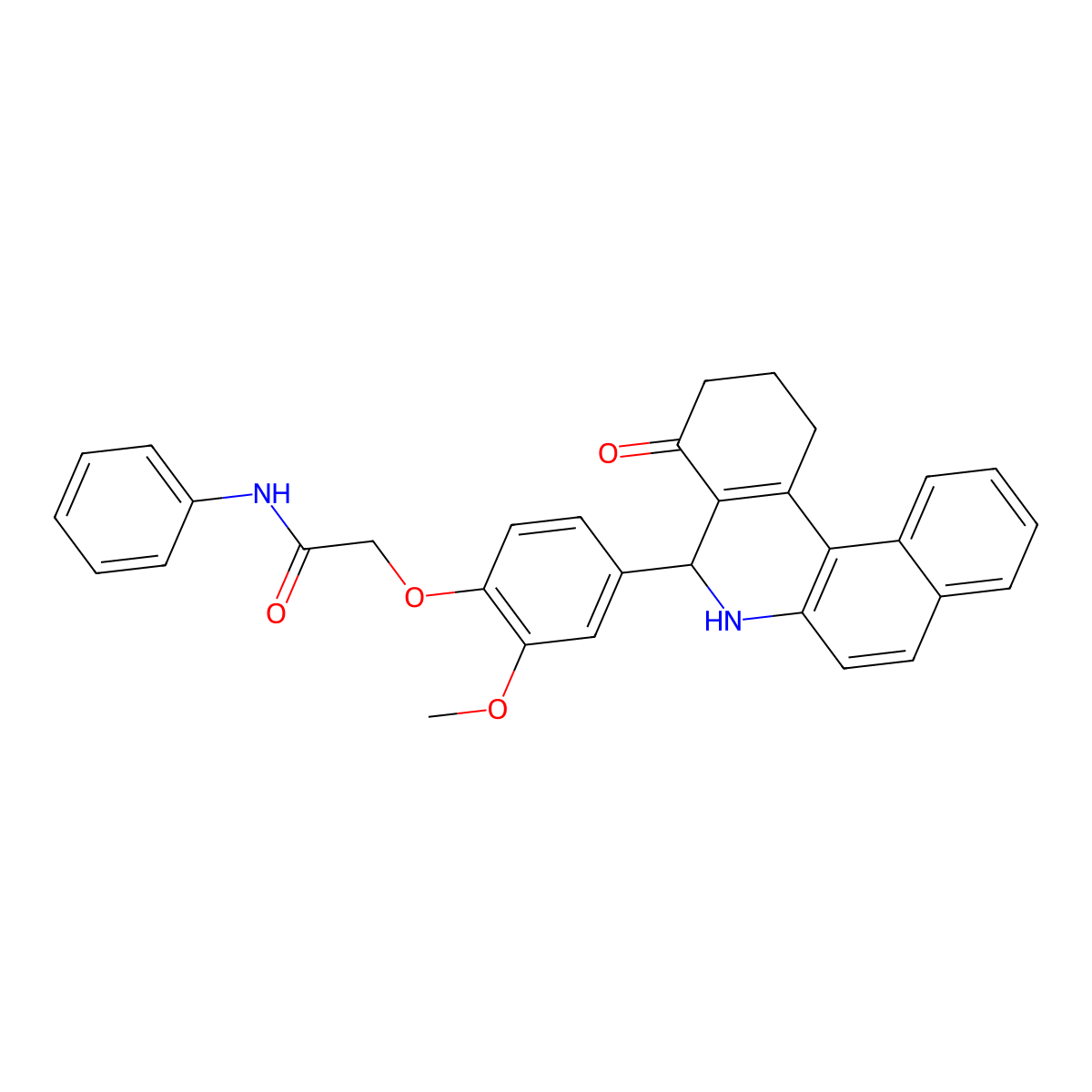 2-[2-methoxy-4-(4-oxo-2,3,5,6-tetrahydro-1H-benzo[a]phenanthridin-5-yl)phenoxy]-N-phenylacetamide molecular structure, CAS 486994-10-9